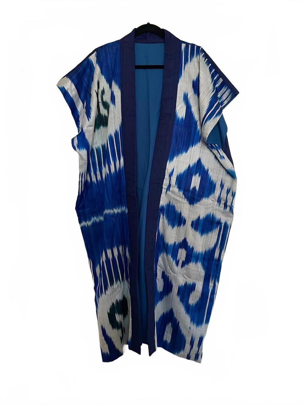 Safekeeper Travel Utility Kimono Ikat Artisan Woven Pocketed Vest Made USA LG